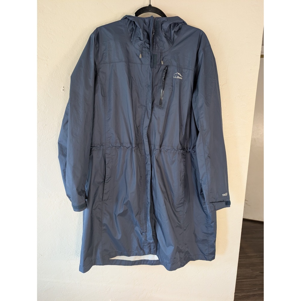 LL Bean Trail Model Raincoat Blue Womens 1X Plus